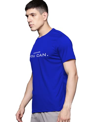 Image of LEOTUDE Regular Fit Men Crew Neck Active Wear T-Shirt Material Polyester