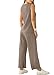 XIEERDUO 2 Piece Outfits for Women Summer Fashion Travel Lounge Set Sleeveless Tracksuit Cruise Loungewear Women's Spring Airport Jumpsuit Vacation Clothes Khaki L