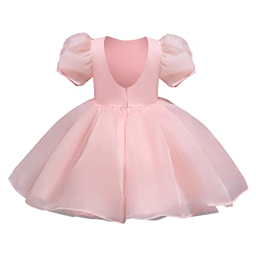 Kids Girls Puff Sleeve Dress Party Princess Dress 2~8 Years Short Sleeve Summer Backless Puffy Dresses Pageant3