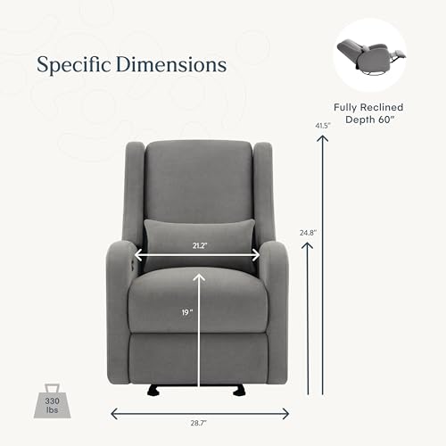 Image of Nurture& The Charleston Wingback - Power Reclining Glider for Nursery - Ergonomic Chair with Stain-Resistant Fabric & Built-in Charging Port - Modern Baby Room Essential