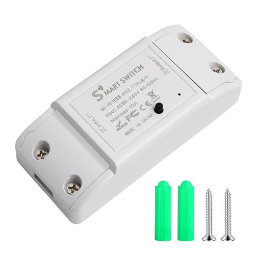 Smart WiFi Light Switch 10A 2200W Wireless Relay Switch for Smart Home Automation, DIY Module Compatible with Alexa Google Home EweLink IFTTT, Support Voice Control
