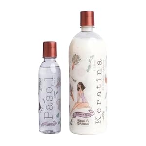 RITUAL BOTANICO Keratin Hair Straightening Treatment with 12 Natural Oils, Ayurveda Aloe Vera Gel, 100ml (1 Litro / 33oZ)