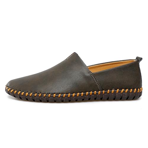 Men Leather Handmade Loafer Shoes Slip On Soft Fashion Round Toe Flats Non-Slip Walking Driving Shoes for Men2