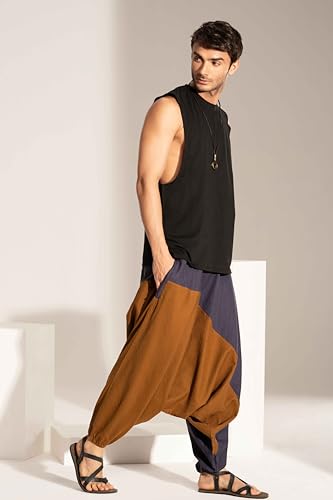 Image of The Veshti Company Stylish Harem Pants for Men's Cotton Hippie Style Baggy Oversized Yoga Pajama Pant