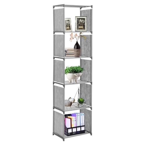 Youyijia 6 Tier 5 Cubes Modern Book Shelves Storage Shelf Tall Narrow Bookcase Display Unit Organizer Cube Display Shelves for Living Room, Bedroom