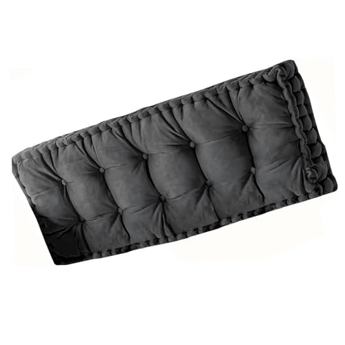 タフテッドベンチクッション 屋内屋外用シートパッド ソファ&ガーデンベンチ用 厚さ10cm パティオ用シートピロー ブラック 200x40cm 出窓やテラスに最適