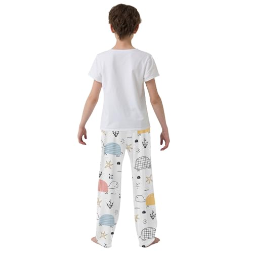 Colorful Lovely Turtle Boys Long Pants Soft Trousers Elastic Waist Kids Lounge Bottoms with Pockets S-XL3