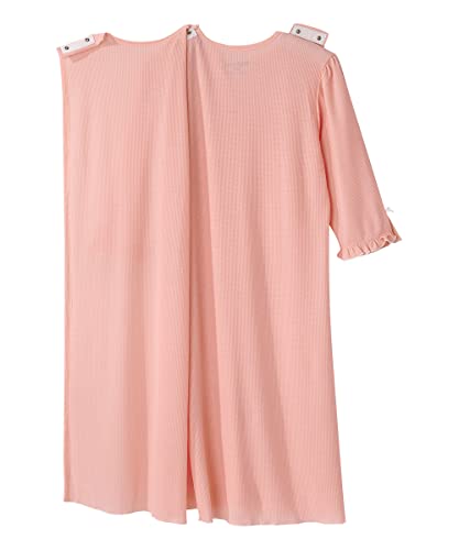 Women’s Open Back Adaptive Waffle Knit Nightgown - Hospital Gown For Seniors With Bows - Pink Shade Xl #TOP1