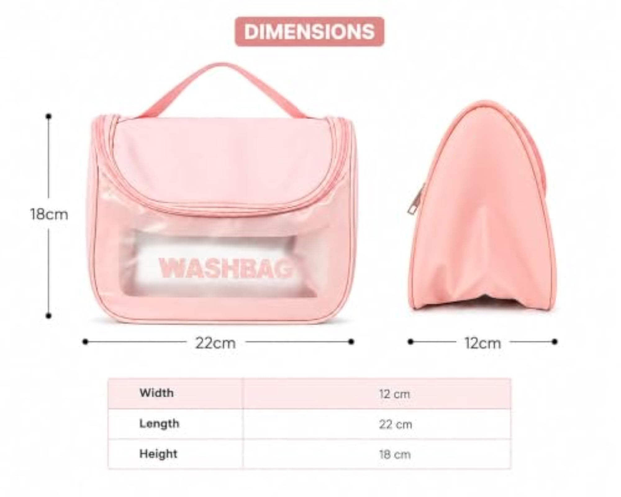 Pink Transparent Travel Toiletry Organizer Bag