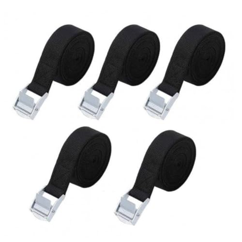 Image of Tie Down Straps, Heavy Duty Lashing Straps, Adjustable Cam Buckle Straps with Metal Buckle for Motorcycle, Cargo, Trucks, Trailer, Luggage (2.5m, Black) (5pcs)