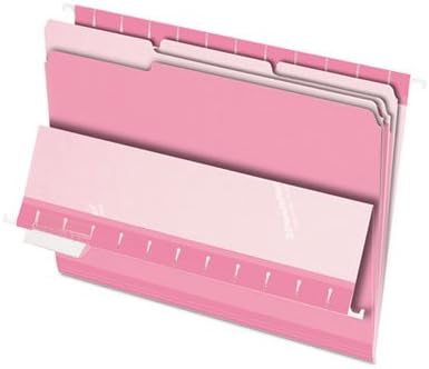 Interior File Folders, 1/3 Cut Top Tab, Letter, Pink, 100/Box
