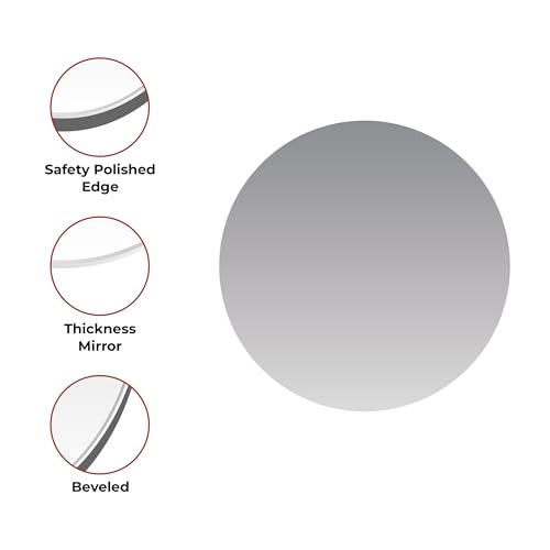 Image of Round Frameless Wall Mirror - Modern Decorative Mirror for Bathroom, Bedroom & Living Room. (24x24)