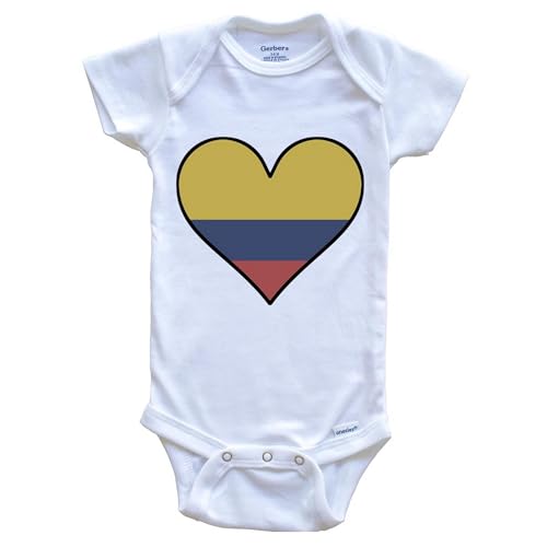 Really Awesome Shirts Colombian Flag One Piece Baby Bodysuit - Cute Colombian Flag Heart - Colombia Baby Bodysuit