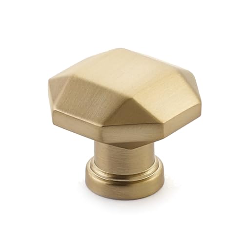 Schaub 531-SSB Menlo Park Collection 1-1/4" (32mm) Faceted Knob, Signature Satin Brass