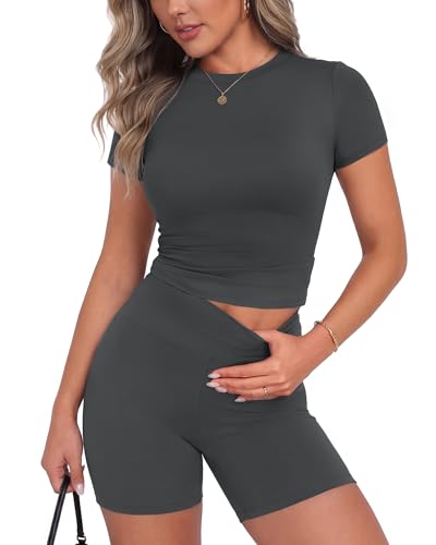 Image of ZOOSIXX Two Piece Workout Sets for Women - Summer Outfits 2 Piece Short Gym Sets Casual Lounge Vacation Matching Clothing