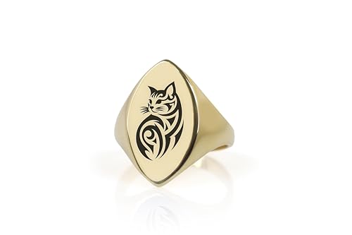 Bague de chat gravée et personnalisée, bague femme forme marquise unique