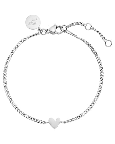 Purelei Tiny Heart Armband (Silber) – Filigranes Damen Armband – Aus hochwertigem, langlebigem Edelstahl – Verstellbare Länge 16-19 cm – Hawaiianisch inspiriert & wasserfest