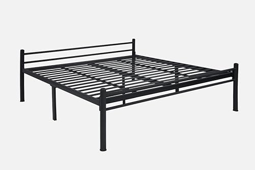 Image of Nivo Metal King Size Bed Without Storage | Wrought Iron Double Bed with Headboard & Footboard | Sturdy Powder Coated Platform Bed King Size Cot for BedroomLivingRoom Black (75x72)