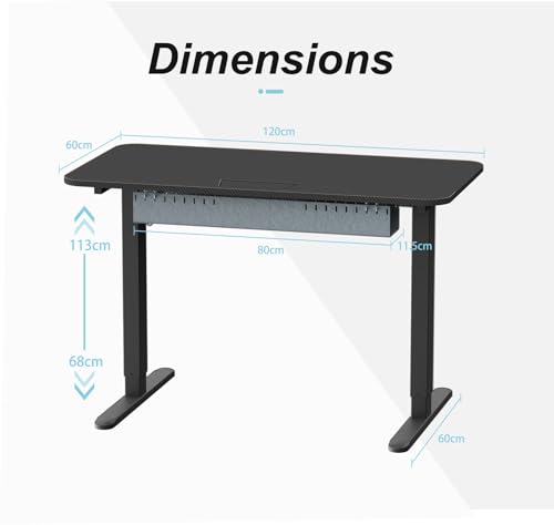 Image of Electric Standing Desk,48x24 Inch Adjustable Height Sit Stand Desk with Cable Management Tray,with Memory Presets Ergonomic Computer Desk for Home Office /Gaming /Workstation,Black