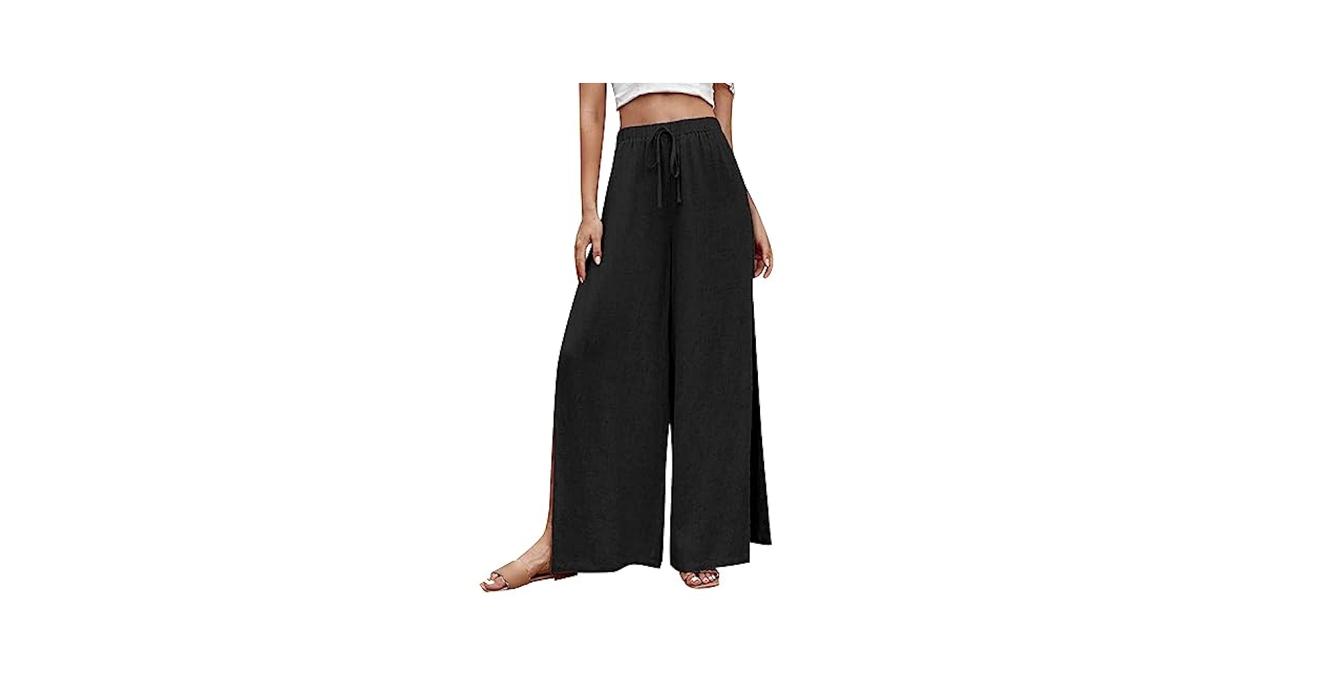 Women's Side Split Wide Leg Pants High Waisted Flowy Loose