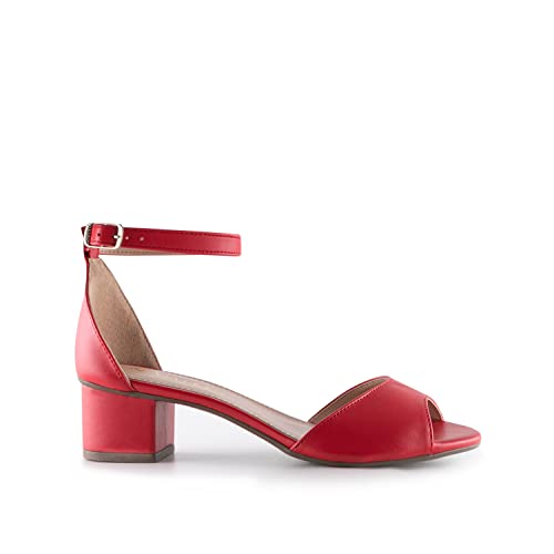 Sandália De Salto, Via Uno, Feminino, Vermelho, 36