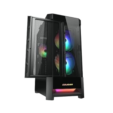 Cougar Capa preta Duoface RGB torre média com 3 x ventiladores ARGB