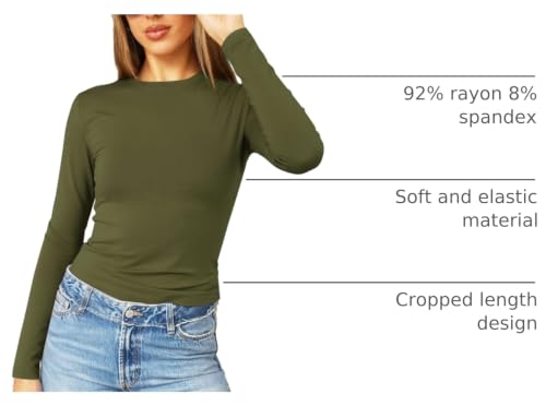 Image of Abardsion Women's Slim Lightweigh Long Sleeve T Shirts | Fall Clothes 2026 Casual Basic Crewneck Going Out Crop Tops Y2K