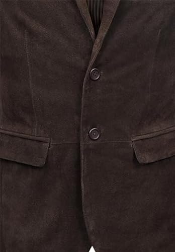 Men's Retro Slim Suede Blazer Single-Breasted Business Casual Jacket with Pockets4