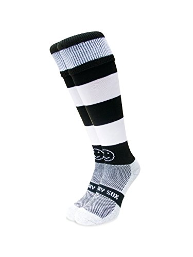 Wacky Sox Blanco y negro aros calcetines de los deportes Adult Shoe Size 7-11