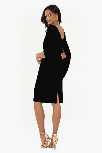 Image of Betsy & Adam Women's Scuba Crepe Drape Sleeve Knee Length Dress