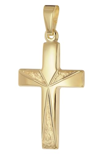 trendor Kreuz-Anhänger Gold 333 (8 Karat) 21 mm wunderschönes Schmuckstück für Damen und Herren, elegante Geschenkidee 21157