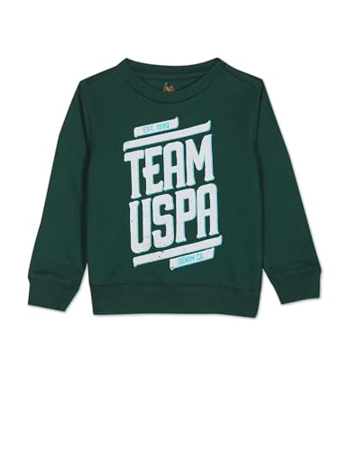 Image of U.S. POLO ASSN. Kids Regular fit Cotton Crew Neck Sweatshirts (UKSWSON0104 Green 12M)