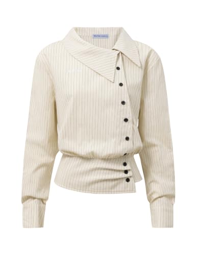 Image of Aelfric Eden Womens Cotton Linen Shirt Button Asymmetrical Neck