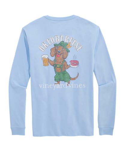 vineyard vines Men's Oktoberfest Doxie Dog Long-Sleeve Pocket Tee