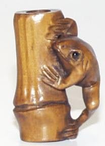 Frog on Bamboo Ojime Bead