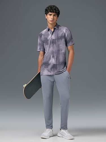 Image of TECHNOSPORT Mens Slim Fit All Over Print Half Sleeve Polo T-Shirt with UPF50+, Quick Dry for Regular Use