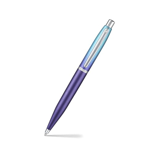 Image of Sheaffer Expressions Gift Set VFM 9430 Blue and Purple Pearlised Gradient Ballpoint Pen with Genuine Leather Card Case