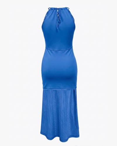 Image of CHICME Womens Summer Halter Ruched Bodycon Long Dresses