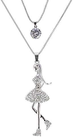 Shining Diva Fashion Jewellery Long Chain Pendant Party Wear Stylish Necklace For Women & Girls- Silver