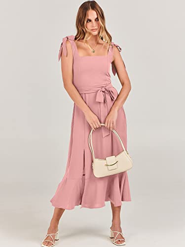 Image of ANRABESS Women's Square Neck Ruffle Split Midi Elegant Formal Wedding Guest Cocktail Bridesmaid Graduation Party Dresses