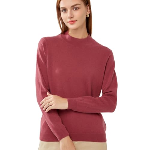 Image of 100% Pure Cashmere Sweaters for Women Mockneck Long Sleeve Warm Soft Lightweight Knit Pullover