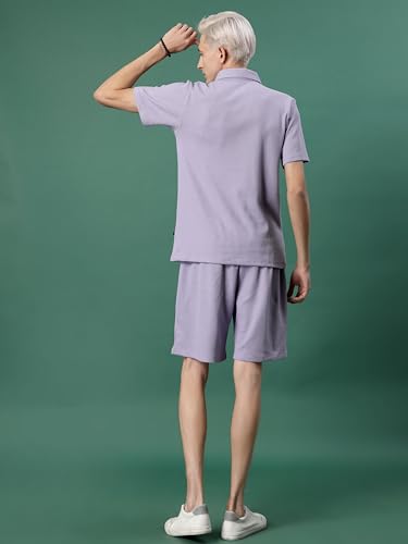 Image of Rigo Cotton Blend Waffle Knit Self Textured Co-Ord Set For Men's|Night Suit Set|Lounge-Wear Pajama Set|Night Wear, Beach Wear, Vacation Wear