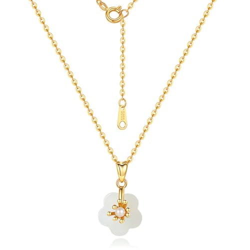 Collier jade naturel et argent sterling doré 22k pour femme au style tendance et élégant.
