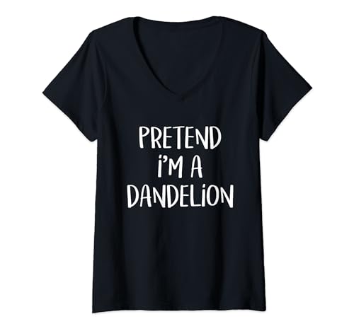 Womens Pretend I'm A Dandelion Costume Funny Flower Halloween Party V-Neck T-Shirt