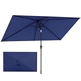 Patio Kingdom 6.5'x10' Rectangular Patio Outdoor Umbrella,Large Coverage with Push-Button Tilt & UV Protection,Sturdy Ribs for Deck,Lawn,Pool,Backyard