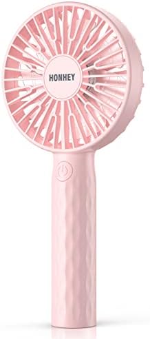 HonHey Handheld Fan Super Mini Personal Fan with Rechargeable Battery Operated and 3 Adjustable Speed Portable Hand Held Fan Eyelash Fan for Girls Women Kids Outdoor Travelling Indoor Office Home (pink)