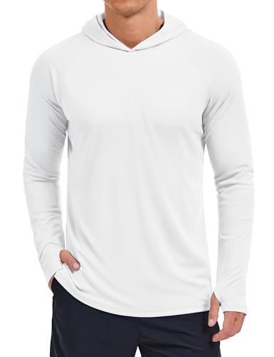 KEFITEVD Hoodies for Men UPF 50+ Long Sleeve Rash Guard SPF Swim Fishing Lightweight Quick Dry UV Shirts