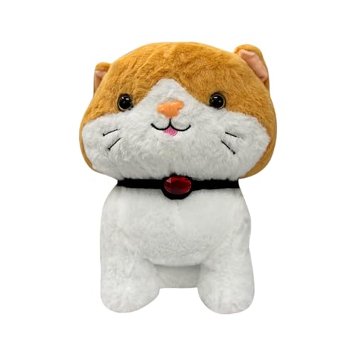 Image of ADORA Cute Cat Soft Toy Plush - 25cm Orange & White Kitten Stuffed Animal | Ultra-Soft & Cuddly Plushie with Red Collar | Gift for Girls, Boys, Kids, and Cat Lovers | Kawaii Plush Toy for All Ages