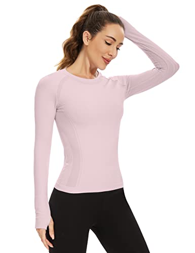 Image of MathCat Workout Shirts for Women Long Sleeve, Workout Tops for Women, Quick Dry Gym Athletic Tops，Seamless Yoga Shirts XS-XL Purple