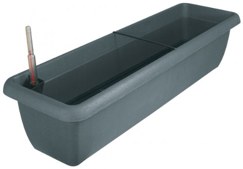 geli Thermo Plastic Blumenkasten Aqua Andalucia aus Kunststoff incl. Bewässerung und Wassersstandsanzeiger, Farben:anthrazit 38;Länge:80 cm